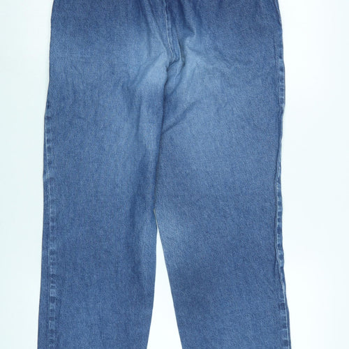 Marks and Spencer Womens Blue Cotton Straight Jeans Size 12 L27 in Regular