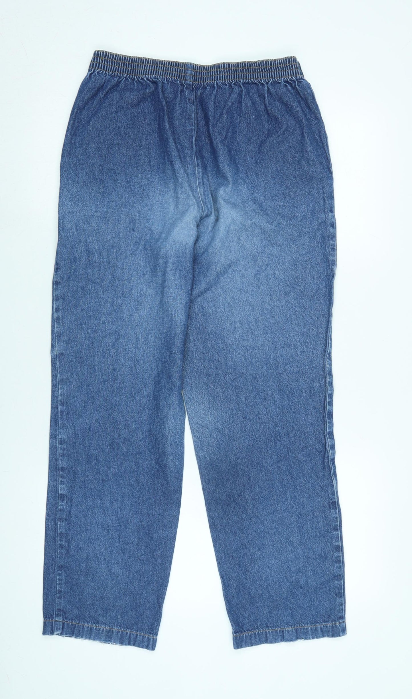 Marks and Spencer Womens Blue Cotton Straight Jeans Size 12 L27 in Regular