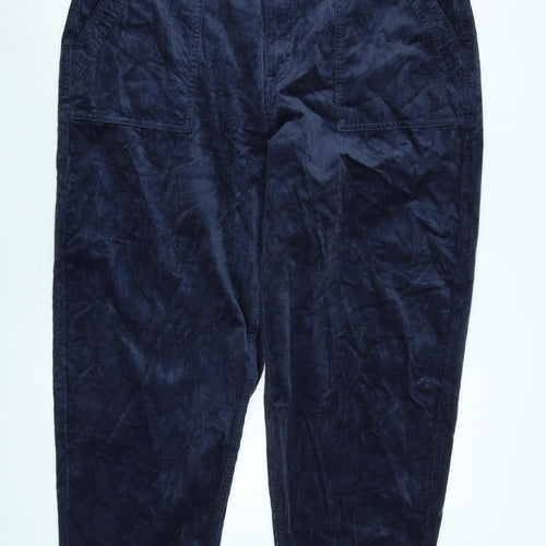 Marks and Spencer Womens Blue Cotton Trousers Size 18 L26 in Regular