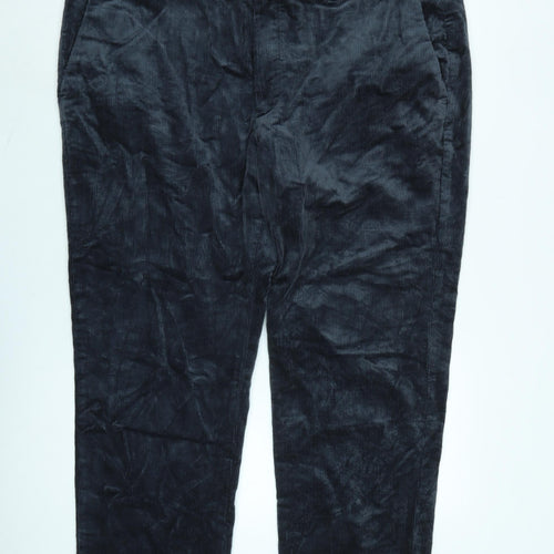 Marks and Spencer Mens Blue Cotton Trousers Size 44 in L29 in Regular Zip