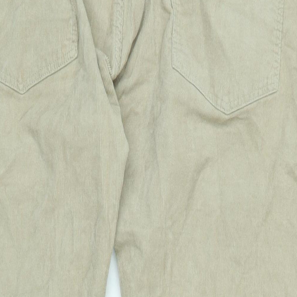 Marks and Spencer Mens Beige Cotton Blend Trousers Size 32 in L29 in Regular Zip