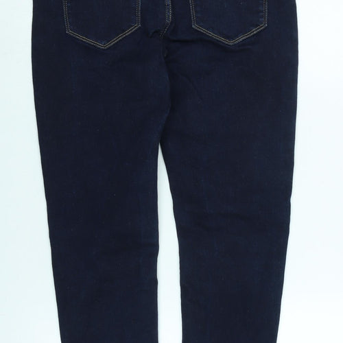 Marks and Spencer Womens Blue Cotton Blend Tapered Jeans Size 12 L27 in Regular Zip