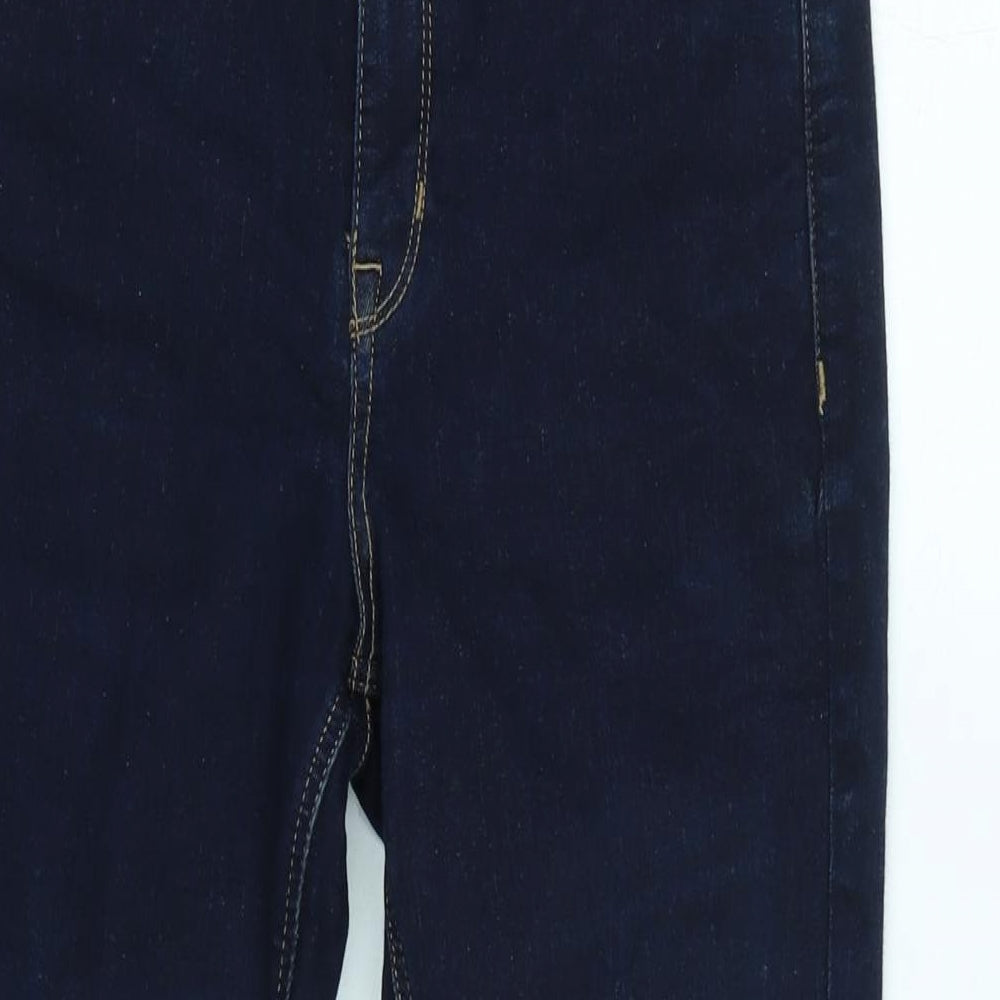 Marks and Spencer Womens Blue Cotton Blend Tapered Jeans Size 12 L27 in Regular Zip