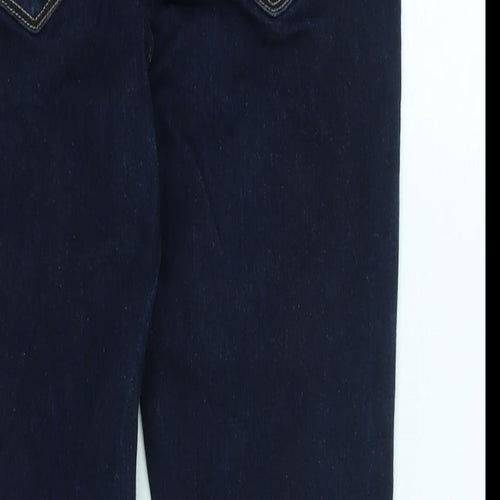 Marks and Spencer Womens Blue Cotton Blend Tapered Jeans Size 12 L27 in Regular Zip