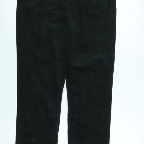 Marks and Spencer Womens Green Cotton Trousers Size 10 L31 in Regular Zip