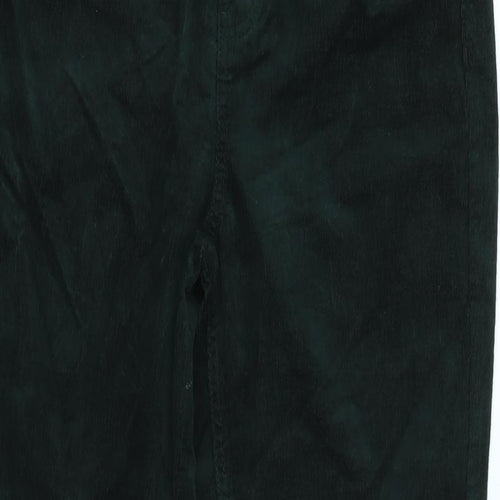 Marks and Spencer Womens Green Cotton Trousers Size 10 L31 in Regular Zip