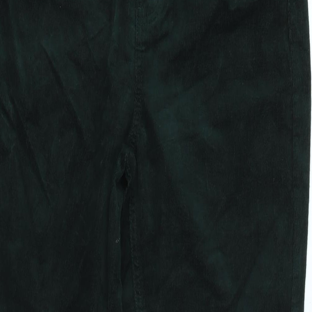 Marks and Spencer Womens Green Cotton Trousers Size 10 L31 in Regular Zip