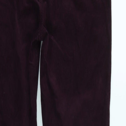 Marks and Spencer Womens Purple Cotton Blend Trousers Size 12 L32 in Regular Zip