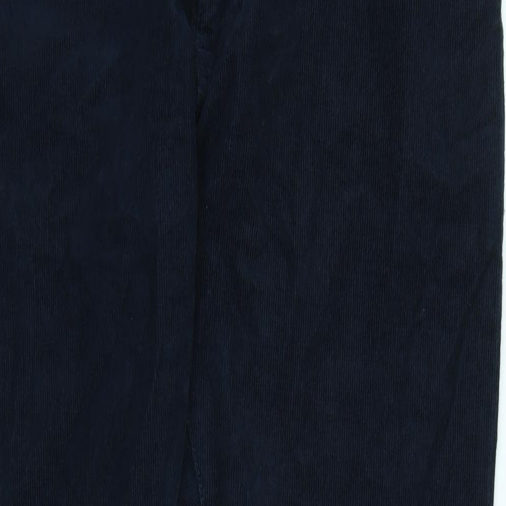 Marks and Spencer Mens Blue Cotton Blend Trousers Size 36 in L31 in Regular Zip