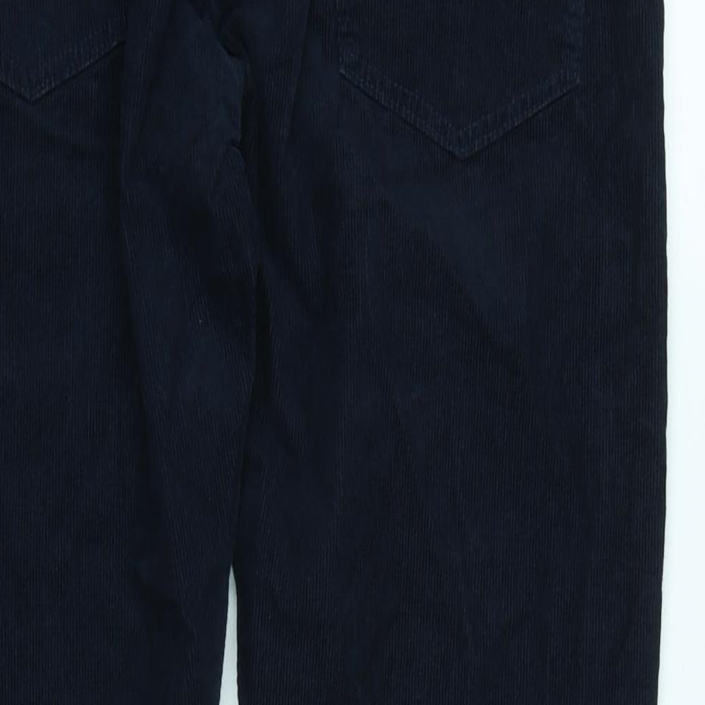 Marks and Spencer Mens Blue Cotton Blend Trousers Size 36 in L31 in Regular Zip