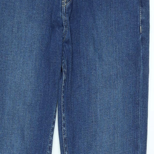 Topman Mens Blue Cotton Blend Straight Jeans Size 32 in L32 in Regular Zip