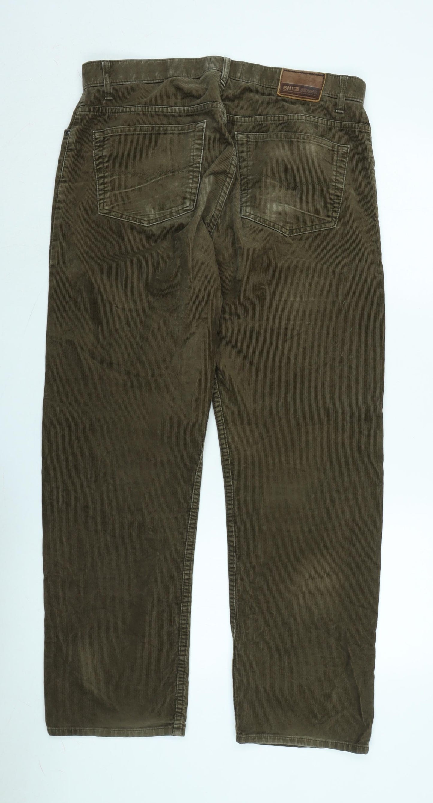 Marks and Spencer Mens Brown Cotton Blend Trousers Size 34 in L31 in Regular Zip