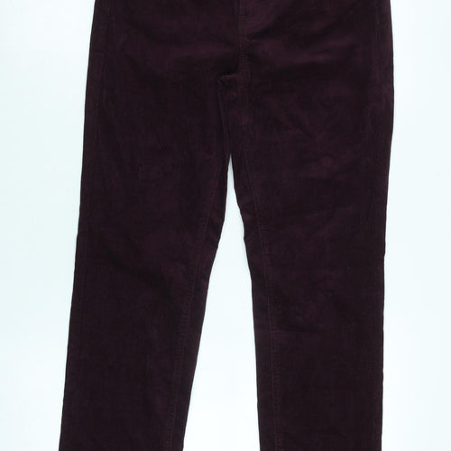 Marks and Spencer Womens Purple Cotton Trousers Size 8 L30 in Regular Zip