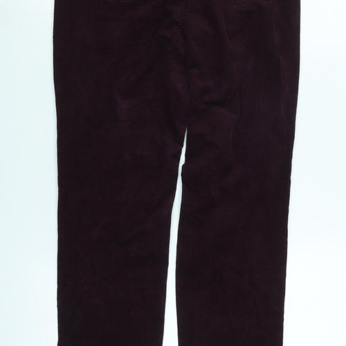 Marks and Spencer Womens Purple Cotton Trousers Size 8 L30 in Regular Zip