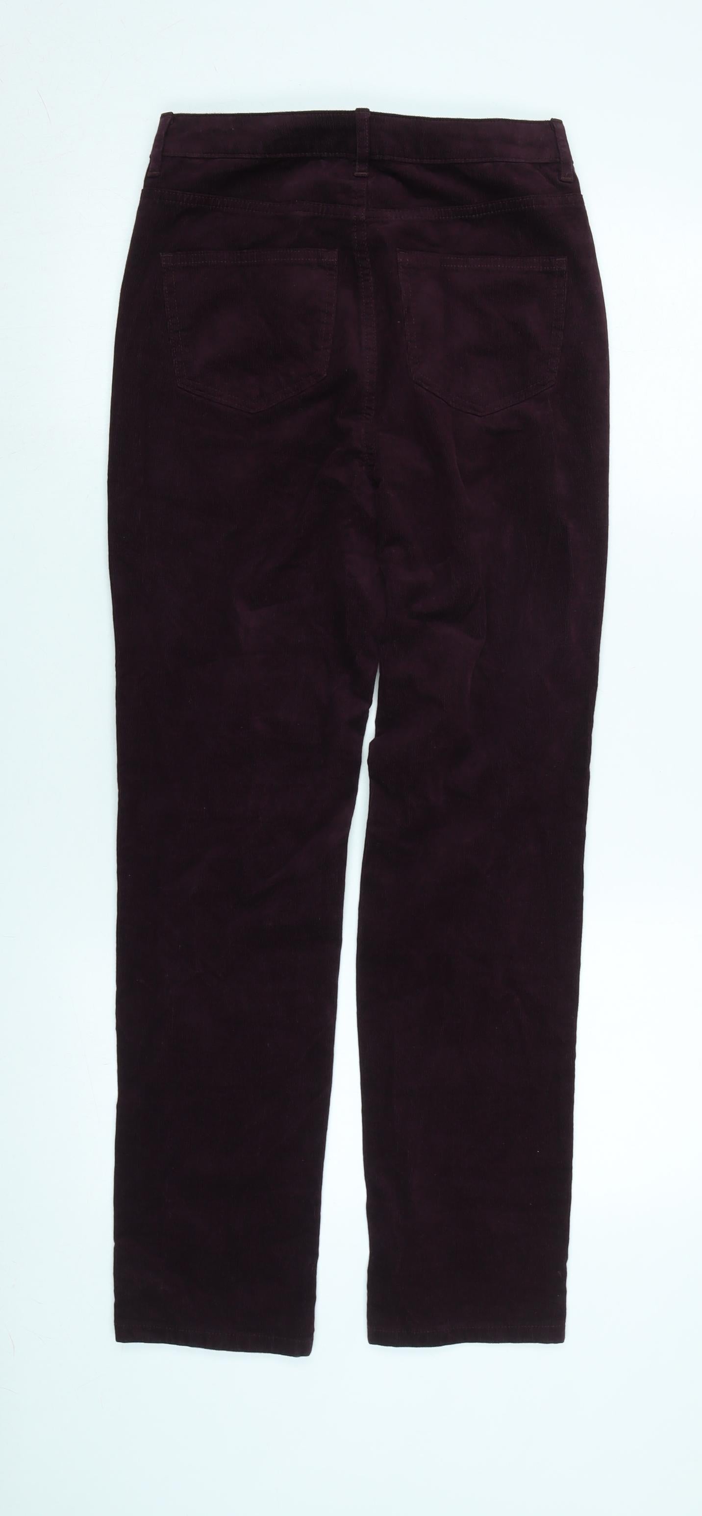 Marks and Spencer Womens Purple Cotton Trousers Size 8 L30 in Regular Zip