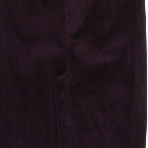 Marks and Spencer Womens Purple Cotton Trousers Size 8 L30 in Regular Zip