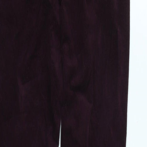 Marks and Spencer Womens Purple Cotton Trousers Size 8 L30 in Regular Zip