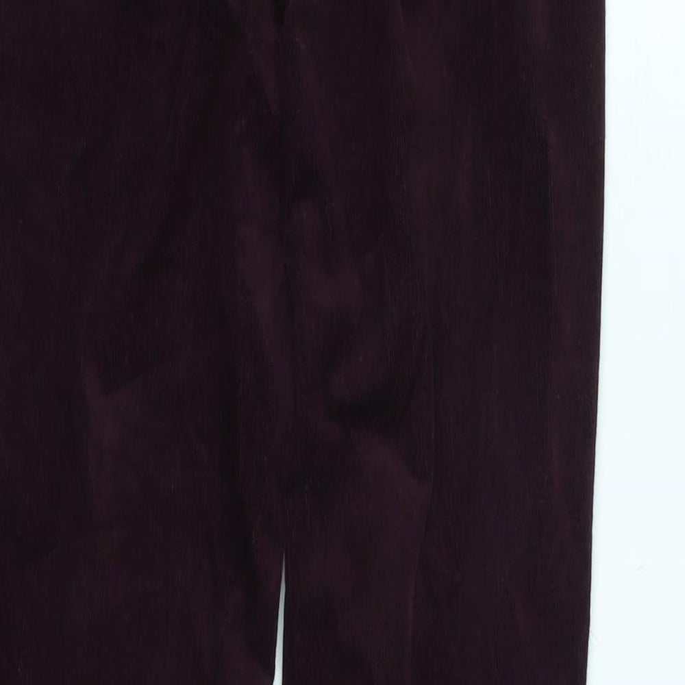 Marks and Spencer Womens Purple Cotton Trousers Size 8 L30 in Regular Zip