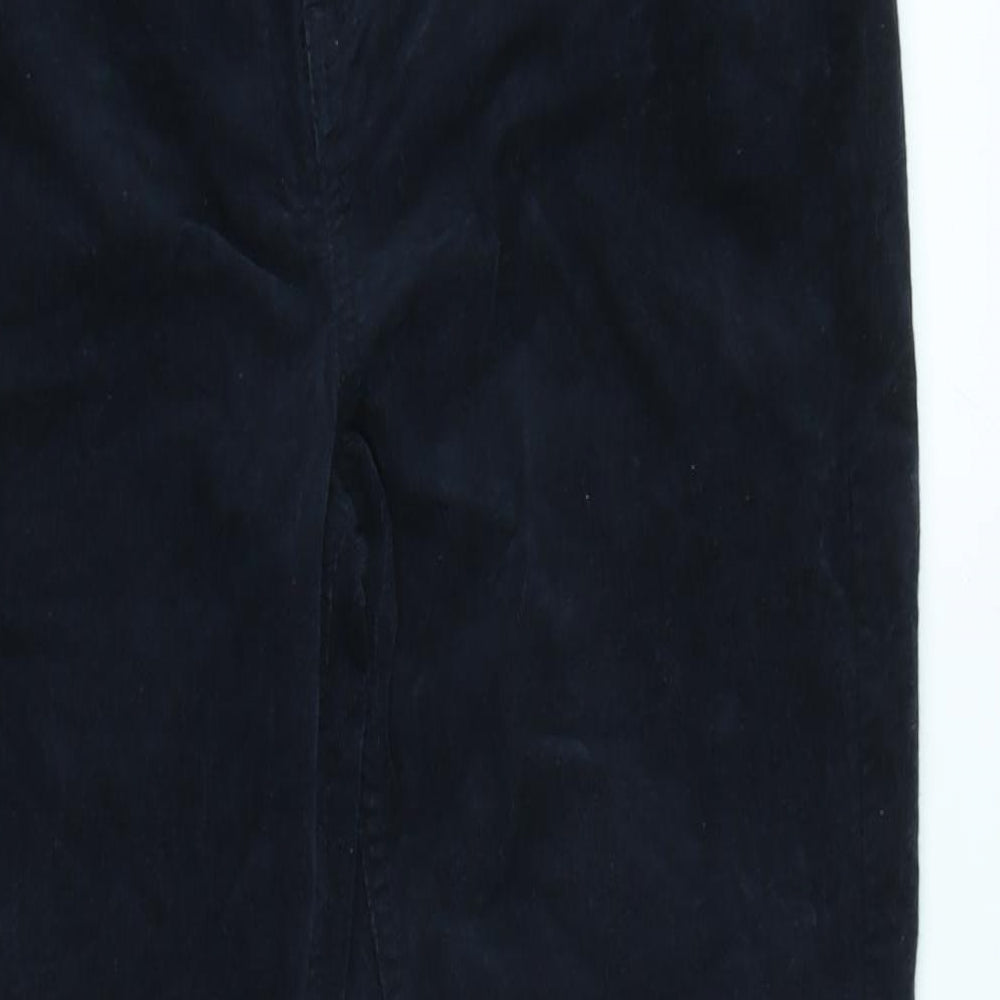 Marks and Spencer Womens Blue Cotton Trousers Size 14 L28 in Regular Zip