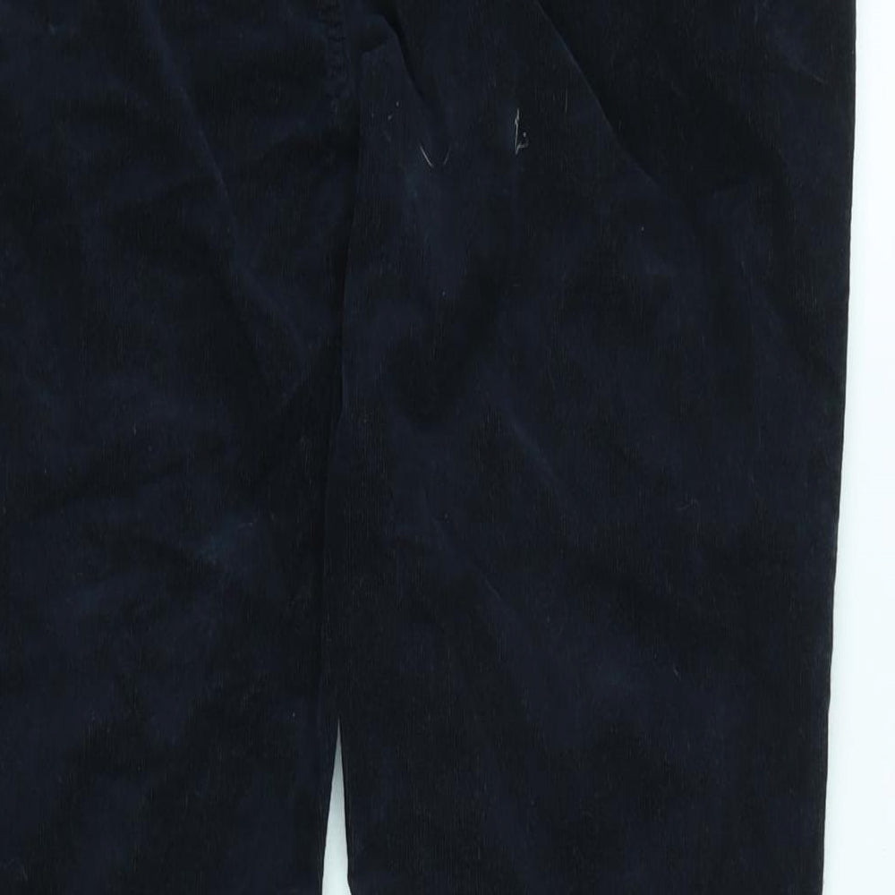 Marks and Spencer Womens Blue Cotton Trousers Size 14 L28 in Regular Zip