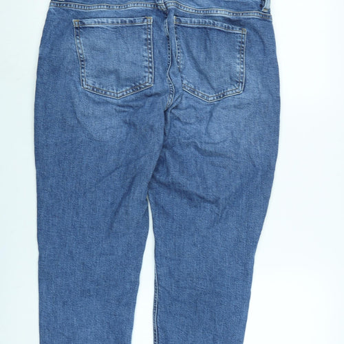 Marks and Spencer Womens Blue Cotton Blend Cropped Jeans Size 12 L21 in Regular Zip