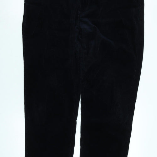 Marks and Spencer Mens Blue Cotton Blend Trousers Size 36 in L31 in Regular Zip