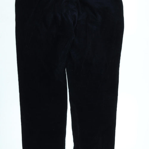 Marks and Spencer Mens Blue Cotton Blend Trousers Size 36 in L31 in Regular Zip