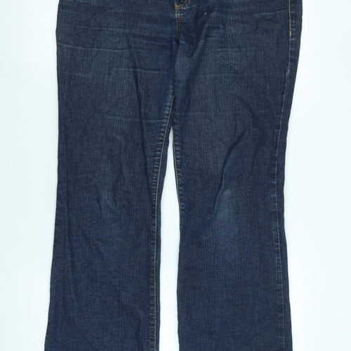 DKNY Womens Blue Cotton Blend Flared Jeans Size 14 L32 in Regular Zip