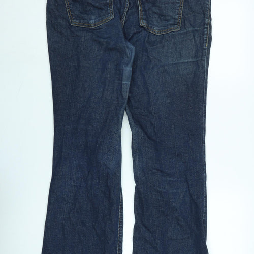 DKNY Womens Blue Cotton Blend Flared Jeans Size 14 L32 in Regular Zip