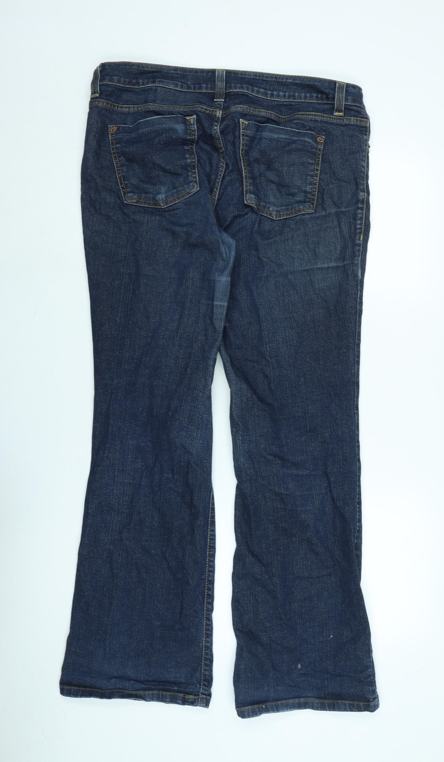 DKNY Womens Blue Cotton Blend Flared Jeans Size 14 L32 in Regular Zip