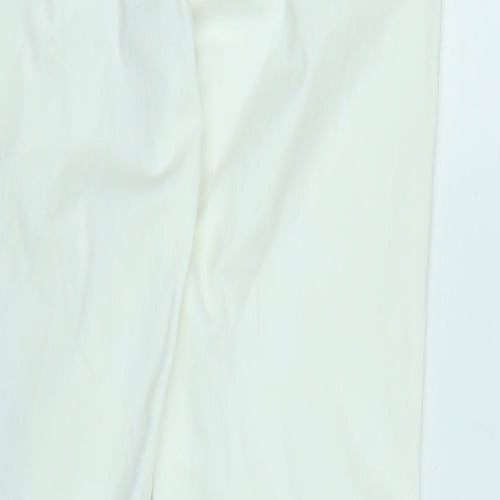 Marks and Spencer Womens White Cotton Blend Straight Jeans Size 12 L30 in Regular Zip - Diamonte detail .