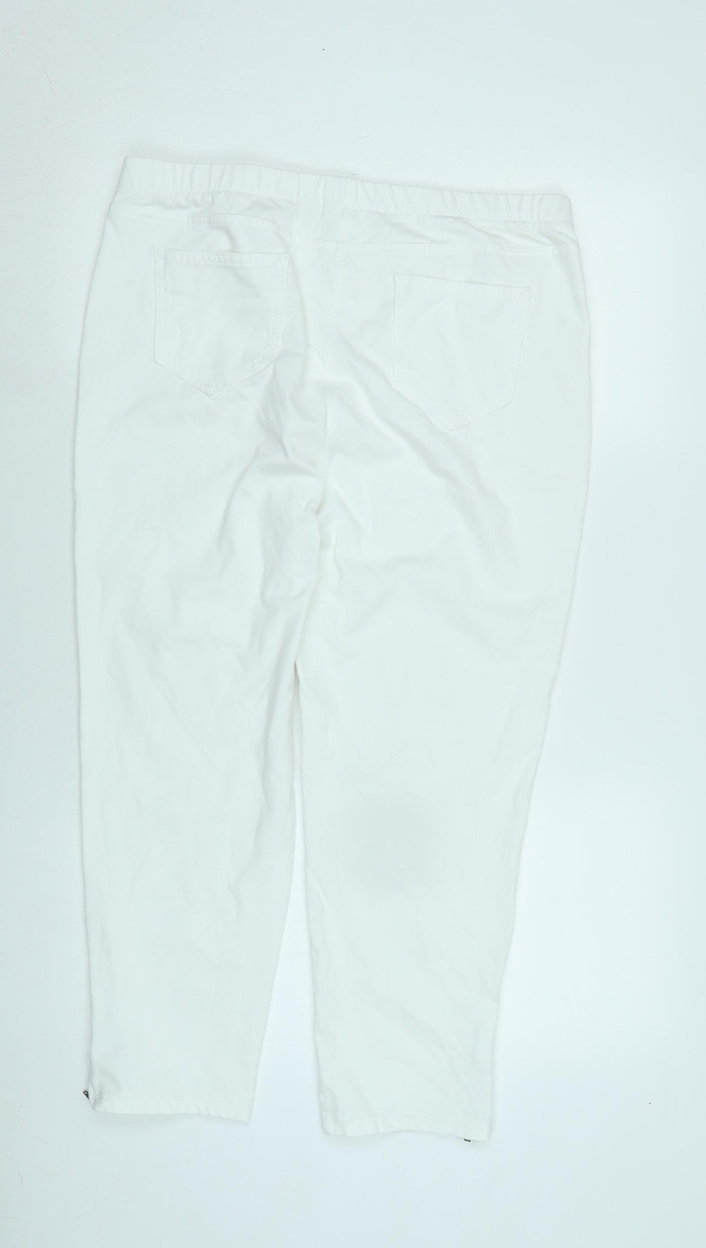 NEXT Womens White Cotton Blend Jegging Jeans Size 18 L23 in Regular - Zipped ankle.