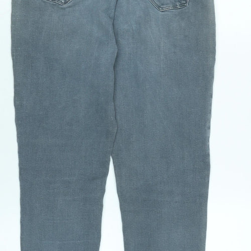 Leather Limited Womens Grey Cotton Blend Tapered Jeans Size 14 L27 in Regular Zip - Raw Hem