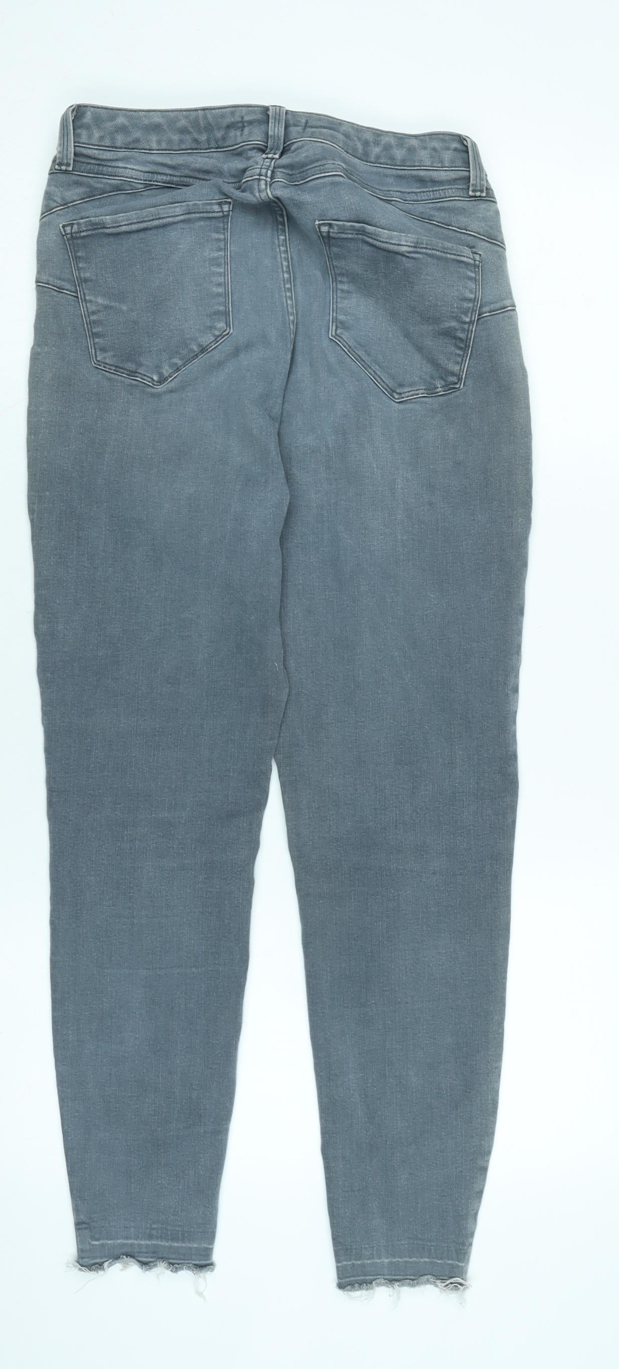 Leather Limited Womens Grey Cotton Blend Tapered Jeans Size 14 L27 in Regular Zip - Raw Hem