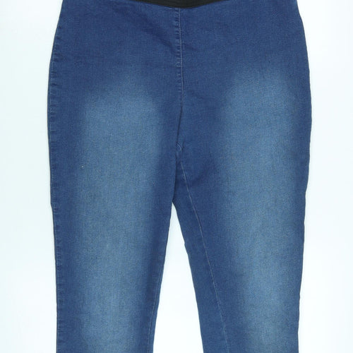 Marks and Spencer Womens Blue Cotton Blend Jegging Jeans Size 12 L20 in Regular - Cropped