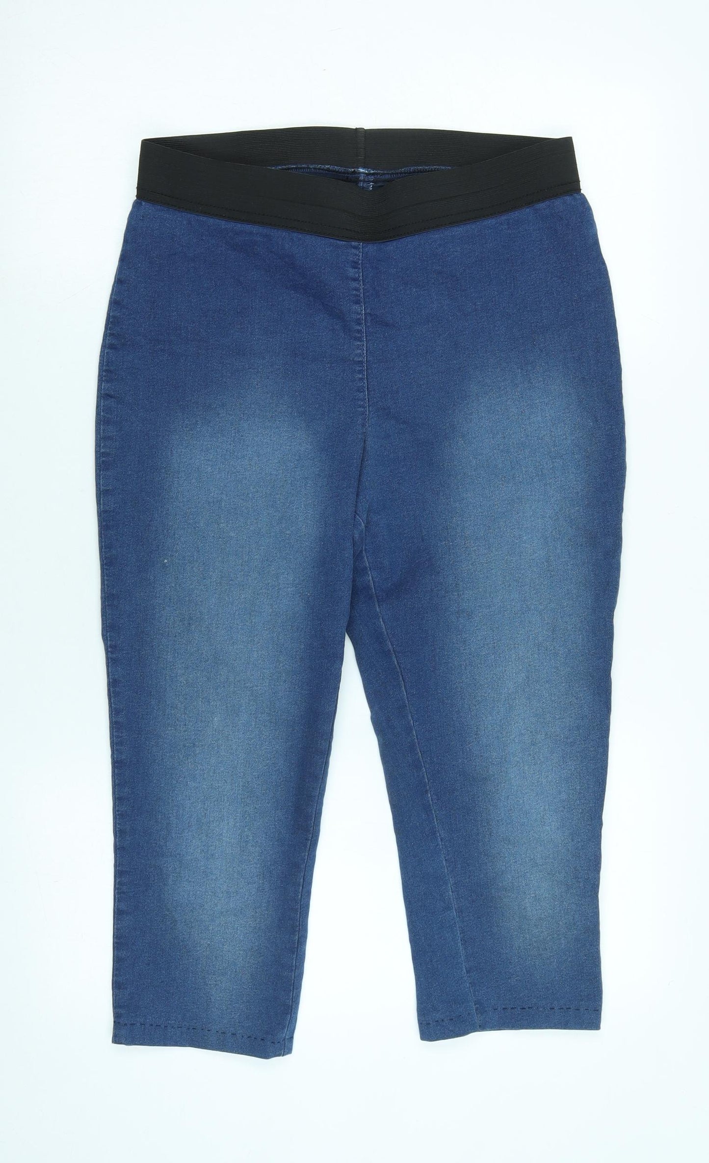 Marks and Spencer Womens Blue Cotton Blend Jegging Jeans Size 12 L20 in Regular - Cropped