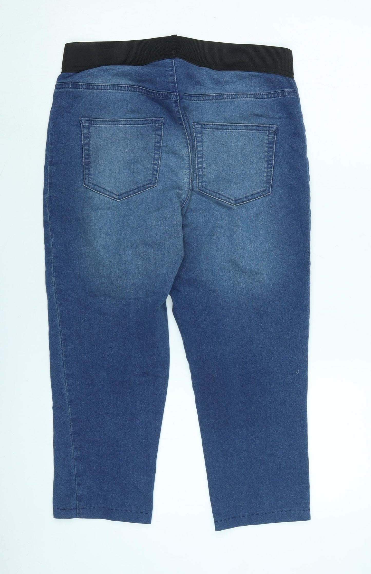 Marks and Spencer Womens Blue Cotton Blend Jegging Jeans Size 12 L20 in Regular - Cropped