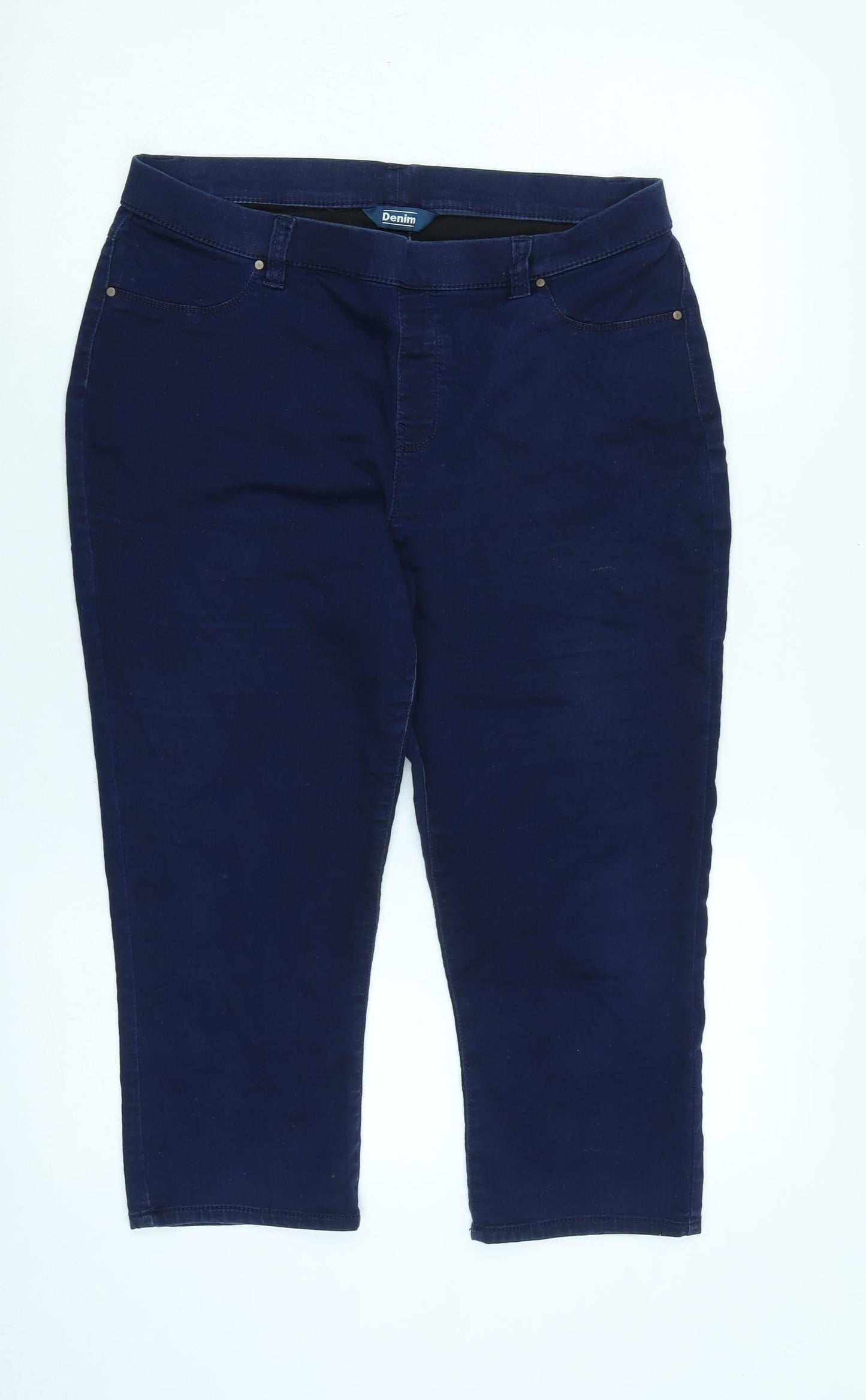 BHS Womens Blue Cotton Blend Cropped Jeans Size 14 L21 in Regular