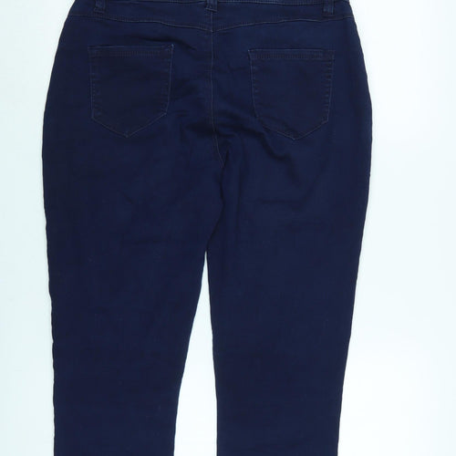 BHS Womens Blue Cotton Blend Cropped Jeans Size 14 L21 in Regular