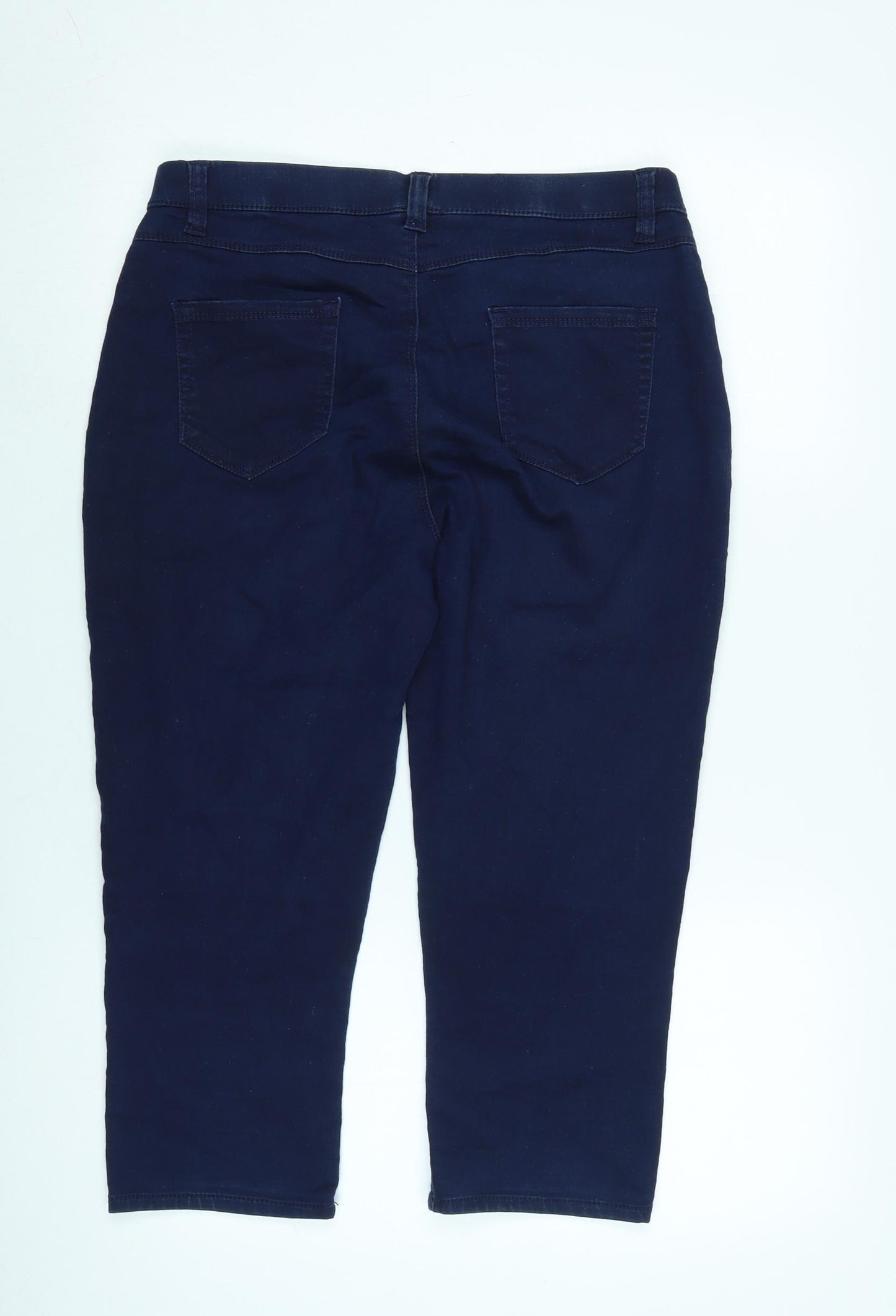 BHS Womens Blue Cotton Blend Cropped Jeans Size 14 L21 in Regular