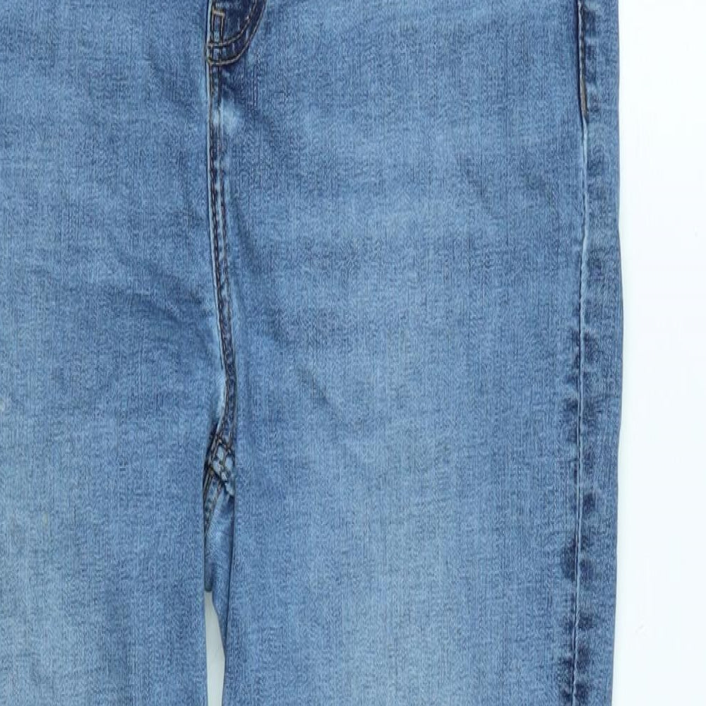 Marks and Spencer Womens Blue Cotton Blend Straight Jeans Size 14 L23 in Regular Zip