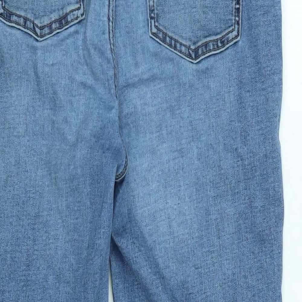 Marks and Spencer Womens Blue Cotton Blend Straight Jeans Size 14 L23 in Regular Zip