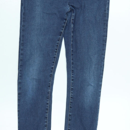 Topshop Womens Blue Cotton Blend Tapered Jeans Size 32 in L30 in Regular Zip