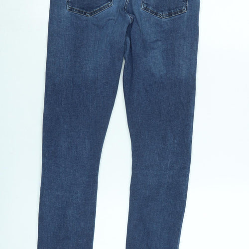 Topshop Womens Blue Cotton Blend Tapered Jeans Size 32 in L30 in Regular Zip