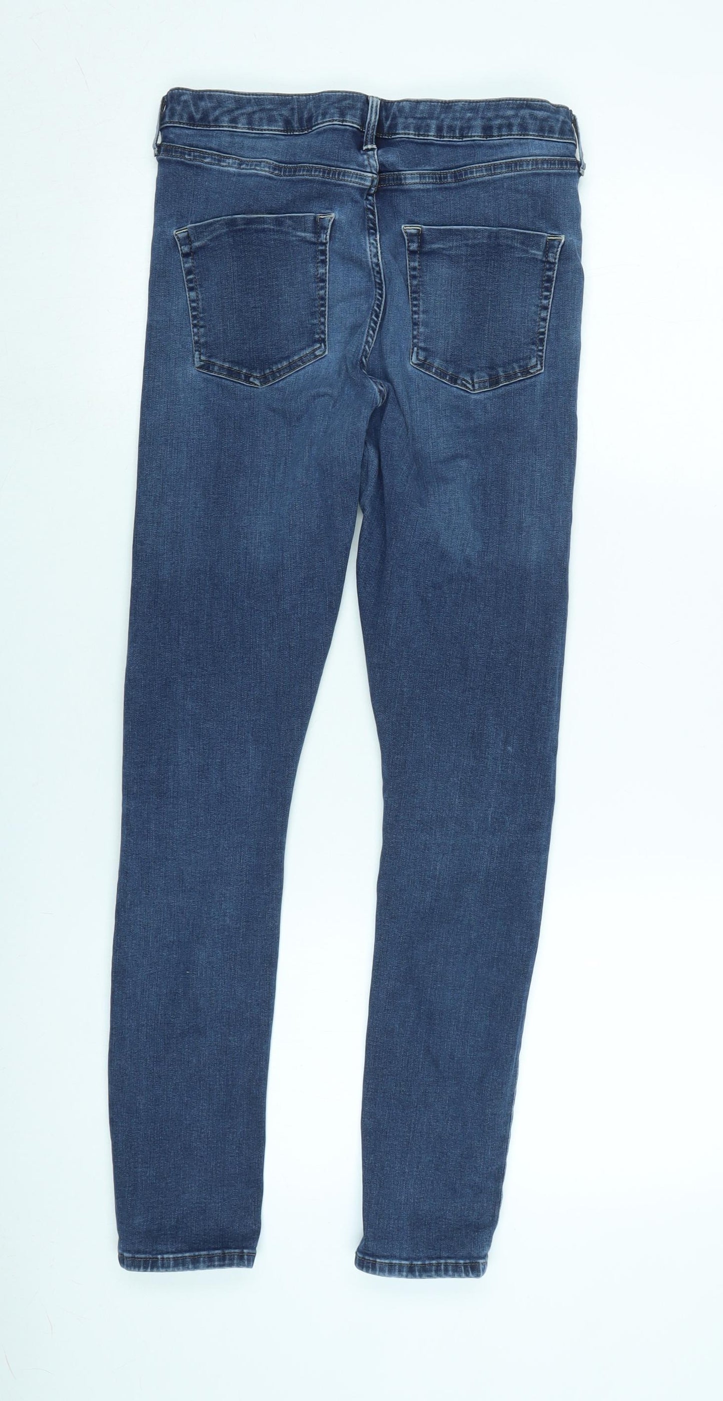 Topshop Womens Blue Cotton Blend Tapered Jeans Size 32 in L30 in Regular Zip