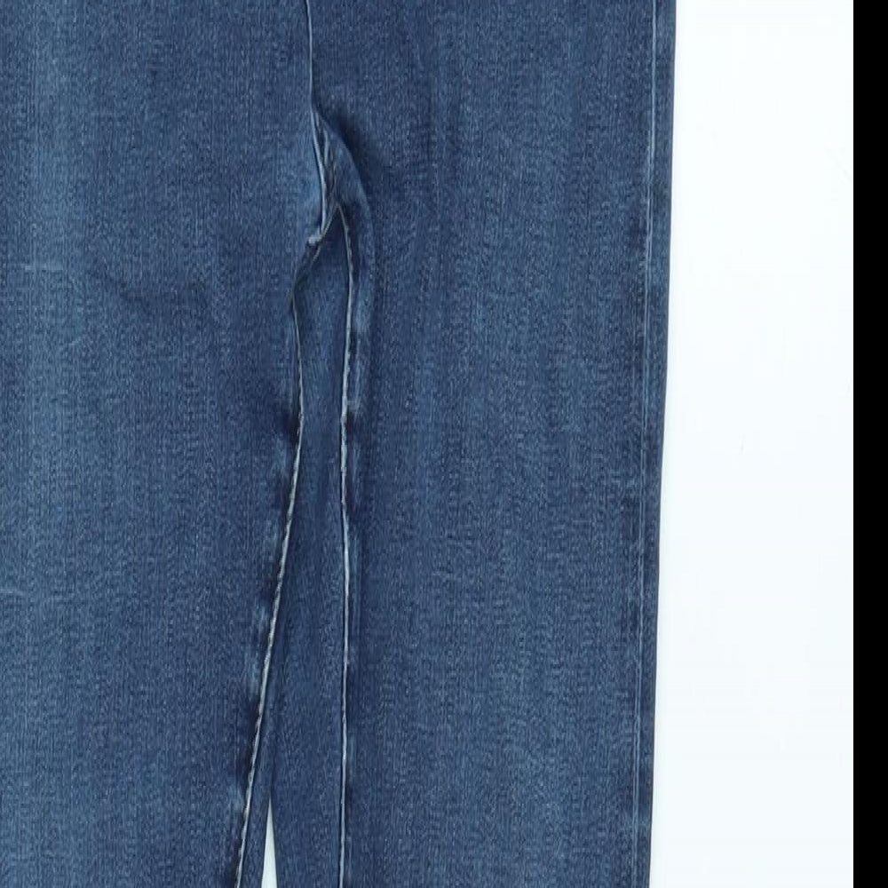 Topshop Womens Blue Cotton Blend Tapered Jeans Size 32 in L30 in Regular Zip