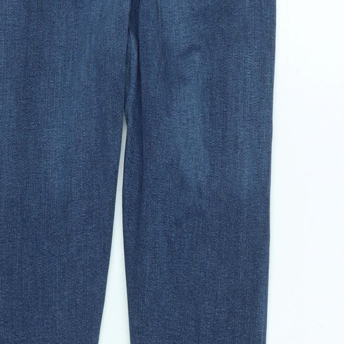 Topshop Womens Blue Cotton Blend Tapered Jeans Size 32 in L30 in Regular Zip