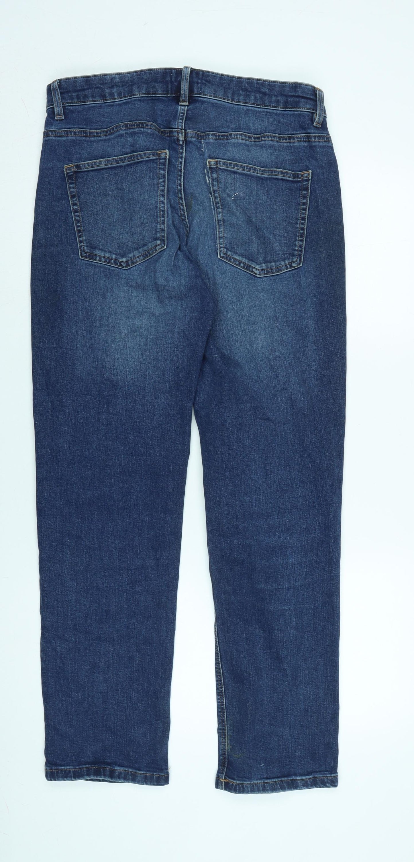 NEXT Mens Blue Cotton Blend Straight Jeans Size 32 in L30 in Regular Zip