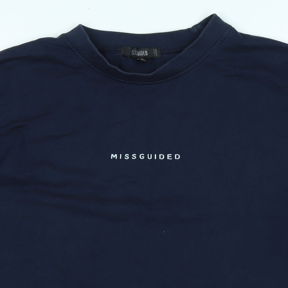 Missguided Womens Blue Cotton Basic T-Shirt Size 10 Crew Neck