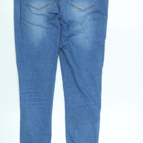 Matalan Womens Blue Cotton Blend Tapered Jeans Size 14 L29 in Regular Zip